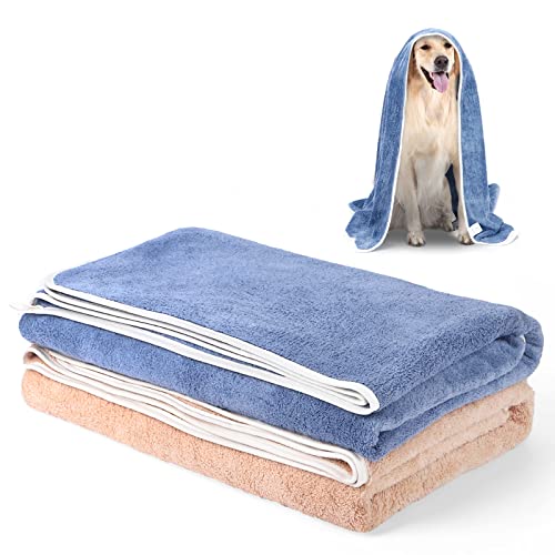 TAIYUNWEI Handtuch Hunde,2 Stück Microfaser Handtücher für Hunde Katzen,Handtücher für Haustiere auf Extra Saugfähig/Maschinenwaschbar,Haustier Badetuch für Große&Mittlere Hunde Katzen von TAIYUNWEI