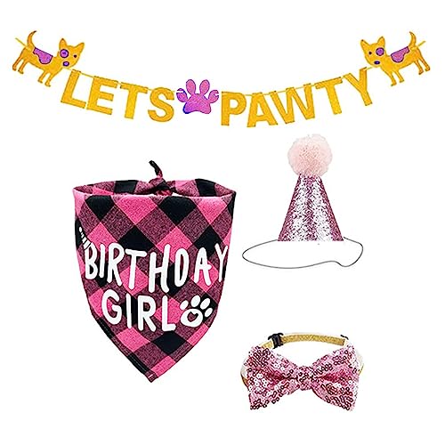 TAKOXIA Hunde-Geburtstagskleid, Welpengeburtstagsparty-Zubehör, Halsband, Glitzer-Hut, Haustier-Geburtstagsparty-Zubehör, Kleid TAKOXIA Hunde-Geburtstagskleid, Welpengeburtstagsparty-Zubehör, Halsband, Glitzer-Hut, Haustier-Geburtstagsparty-Zubehör, Kleid von TAKOXIA