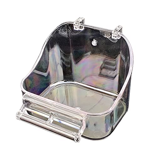 TAKOXIA Vogeltränke Box Papagei Badkäfig Zubehör für kleine Vögel Sittiche Kanarienvögel blau oder transparent von TAKOXIA