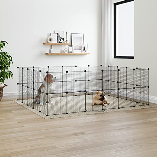 Tier- und Haustierbedarf mit 44 Paneelen für Haustiere, mit Tür, Stahl, 35 x 35 cm, Schwarz von TALCUS