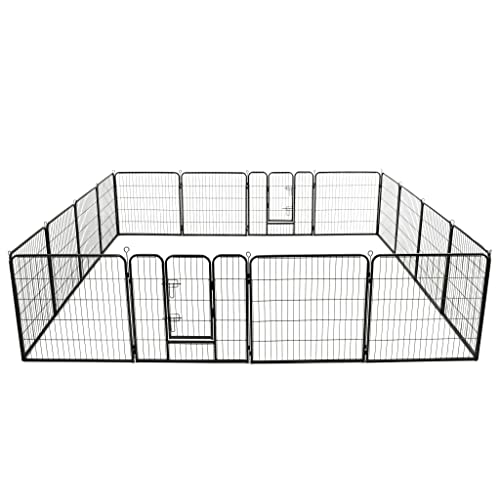Haus & Garten - Hunde-Laufstall, 16 Paneele, Stahl, 80 x 80 cm, Schwarz von TALCUS