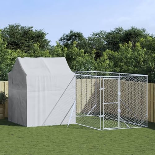 Home Furniture Garden Outdoor Hundehütte mit Dach silber 4x4x2,5m Stahl verzinkt von TALCUS