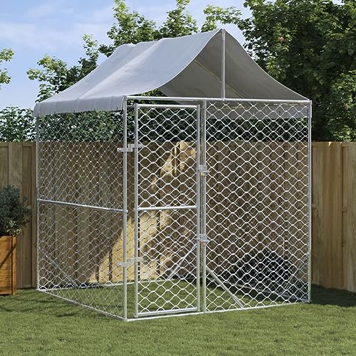 Möbelset-Outdoor Hundehütte mit Dach silber 2x2x2,5m Stahl verzinkt von TALCUS