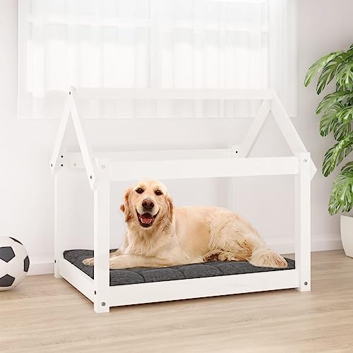 TALCUS Animals & Pet Supplies mit Hundebett, Kiefernholz, 81 x 60 x 70 cm, Weiß von TALCUS