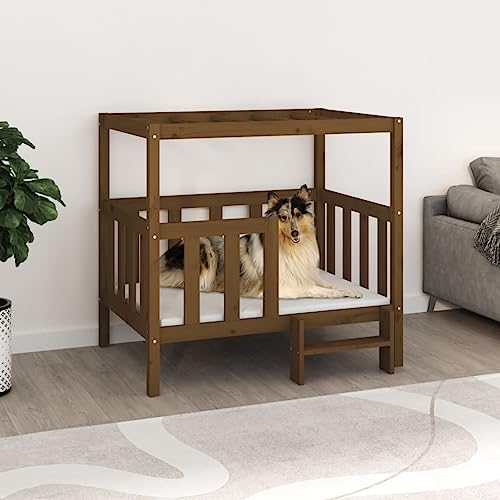 TALCUS Möbelset Hundebett Honigbraun 105,5 x 83,5 x 100 cm Massivholz Kiefer von TALCUS