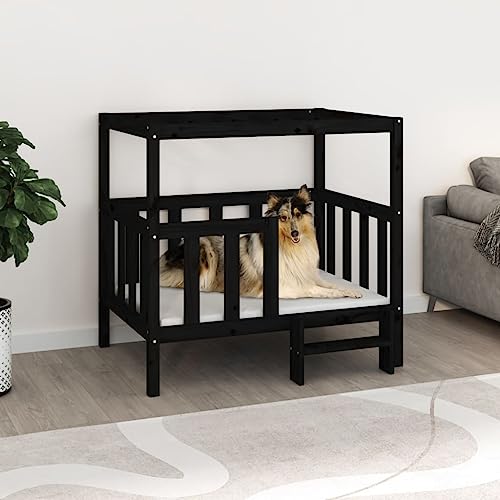 TALCUS Möbelset Hundebett schwarz 105,5 x 83,5 x 100 cm Massivholz Kiefer von TALCUS