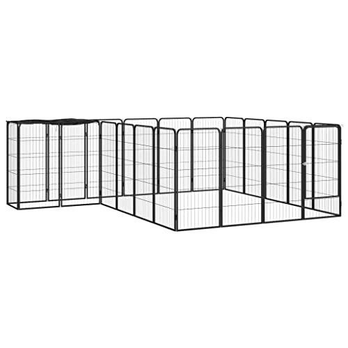TALCUS Tier- & Haustierbedarf mit 22 Paneelen Hundelaufgitter schwarz 50x100 cm pulverbeschichteter Stahl von TALCUS