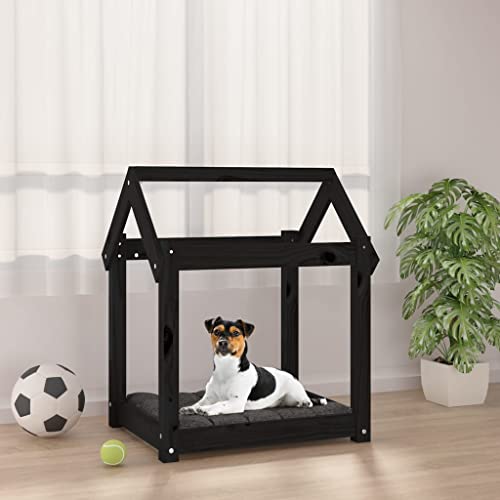 TALCUS Tier- & Haustierbedarf mit Hundebett schwarz 61x50x70 cm Massivholz Kiefer von TALCUS