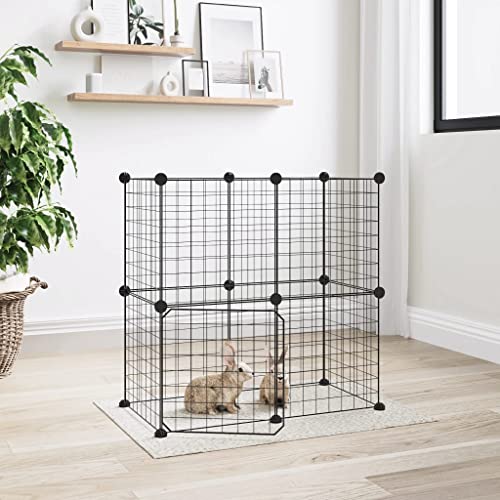 Tier- und Haustierbedarf mit 12 Paneelen für Haustiere, mit Tür, Stahl, 35 x 35 cm, Schwarz von TALCUS
