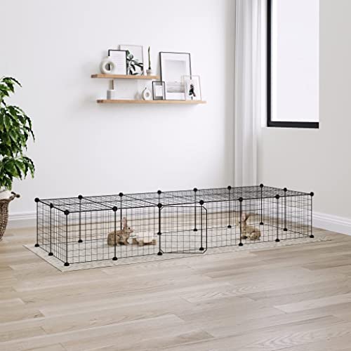 Tier- und Haustierbedarf mit 28 Paneelen für Haustiere, mit Tür, Stahl, 35 x 35 cm, Schwarz von TALCUS