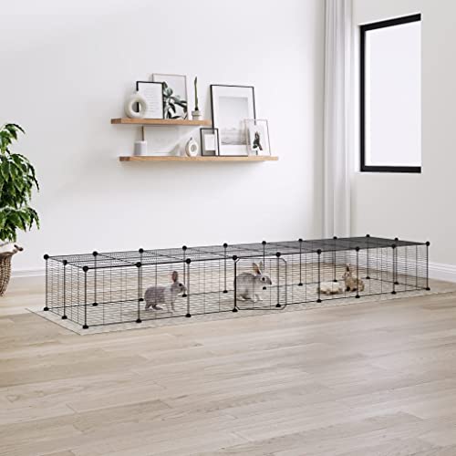Tier- und Haustierbedarf mit 36 Paneelen für Haustiere, mit Tür, Stahl, 35 x 35 cm, Schwarz von TALCUS