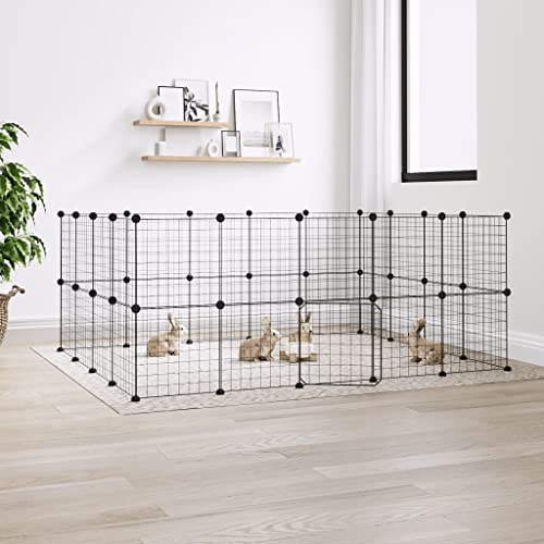 Tier- und Haustierbedarf mit 36 Paneelen für Haustiere, mit Tür, Stahl, 35 x 35 cm, Schwarz von TALCUS