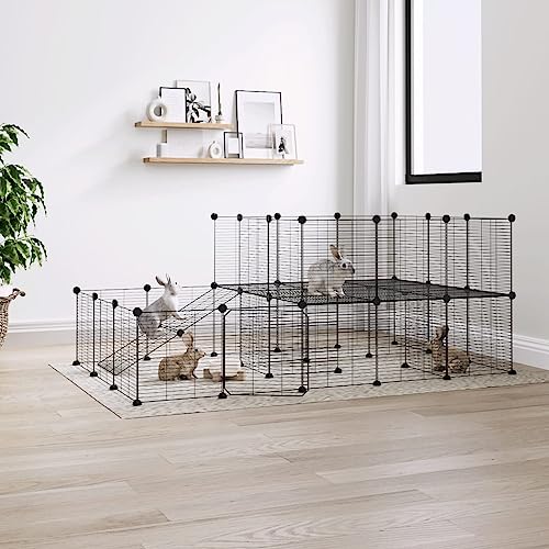 Tier- und Haustierbedarf mit 44 Paneelen für Haustiere, mit Tür, Stahl, 35 x 35 cm, Schwarz von TALCUS