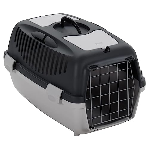 Tier- und Haustierbedarf mit Transportbox für Haustiere, Grau und Schwarz, 55 x 36 x 35 cm, PP von TALCUS