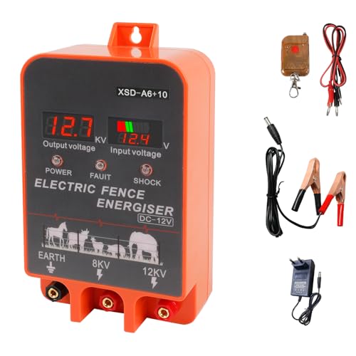 TALOEYH - 12 V Elektrozaun-Energiegerät, 3 Joule Hochleistungs-Energiegerät mit LED-Anzeige, 10 KM Reichweite, Eingang 12V Ausgang 8KV/12KV, Energiegerät für Vieh, Haustiere, Geflügel, Pferde TALOEYH - 12 V Elektrozaun-Energiegerät, 3 Joule Hochleistungs-Energiegerät mit LED-Anzeige, 10 KM Reichweite, Eingang 12V Ausgang 8KV/12KV, Energiegerät für Vieh, Haustiere, Geflügel, Pferde von TALOEYH