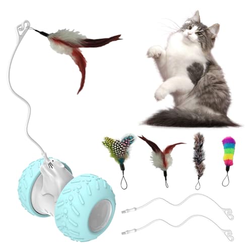 TALOEYH Interaktives Katzenspielzeug, wiederaufladbares automatisches Katzenfederspielzeug mit 4 Federn und 2 Stäbchen, buntes, intelligentes elektrisches Katzenspielzeug für Indoor-Katzen, TALOEYH Interaktives Katzenspielzeug, wiederaufladbares automatisches Katzenfederspielzeug mit 4 Federn und 2 Stäbchen, buntes, intelligentes elektrisches Katzenspielzeug für Indoor-Katzen, von TALOEYH