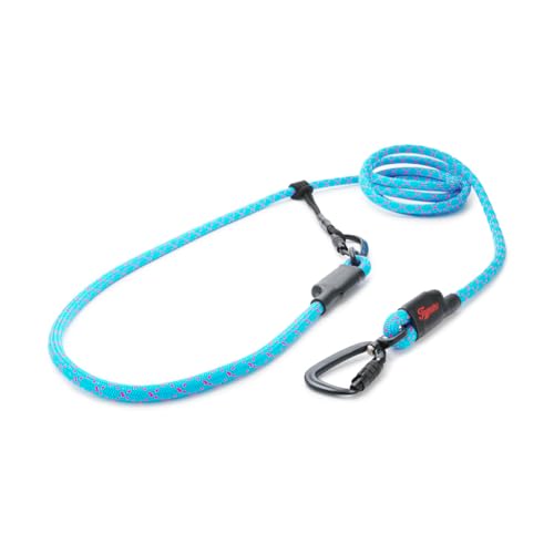 TAMER Hundeleine Easy-Long Twist Ø11mm - 2m - hellblau mit pinken Strichen von TAMER