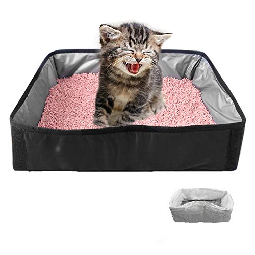 Katzentoilette Tragbare Faltbare für Katze Groß mit 10 Filterbeutel, Wasserdicht Cat Litter Box, Haustier-Schwimmbad und Haustier-Badewanne Einfach zu Säubern für die Reise von TANGN