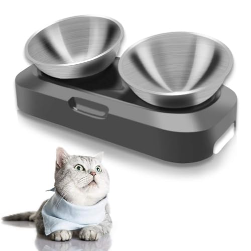 Katzennapf Erhöht Edelstahl, Futternapf Katze Schräge 15° Erhöhung, Fressnapf Katze Mit Rutschfest Ständer, Katzenschüssel Übelkeit Verhindernd, Katzenteller Spülmaschinenfest, Raised Cat 2er Bowl Set Katzennapf Erhöht Edelstahl, Futternapf Katze Schräge 15° Erhöhung, Fressnapf Katze Mit Rutschfest Ständer, Katzenschüssel Übelkeit Verhindernd, Katzenteller Spülmaschinenfest, Raised Cat 2er Bowl Set von TANGN