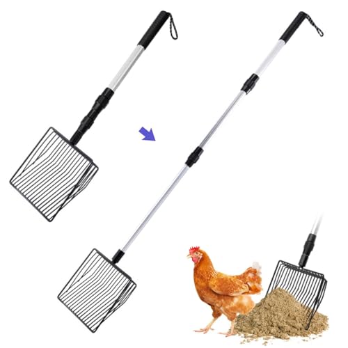 Hühnerstall-Zubehör, dehnbar, Metall, Hühnerkotschaufel, Sieben, Kotschaufel, Werkzeuge für die Reinigung (3 in 1) von TANGZHIFEIYUE