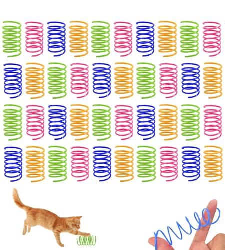 TANGZHIFEIYUE Katzenfedern, buntes Katzenspielzeug, Spiralfeder-Spielzeug, stabiles interaktives Kätzchenspielzeug zum Schlagen, Beißen und Jagen, um Katzen fit zu halten und zu unterhalten, kreative von TANGZHIFEIYUE