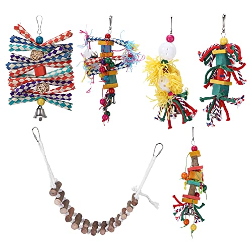7-teiliges mehrfarbiges kleines Vogelset für Papageien, inklusive Kletterleiter, hängendem Schredderspielzeug, Kauspielzeug, aus sicheren Materialien, ideal für die 7-teiliges mehrfarbiges kleines Vogelset für Papageien, inklusive Kletterleiter, hängendem Schredderspielzeug, Kauspielzeug, aus sicheren Materialien, ideal für die von TANIQIACA