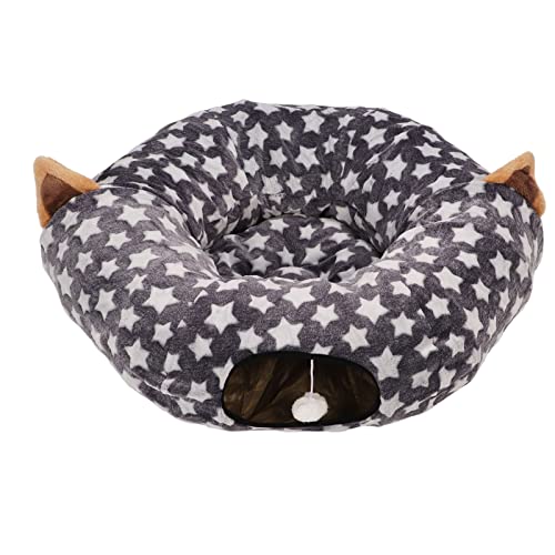 Großes Katzen-Hunde-Tunnelbett mit Langen Falten und Kissen und zum Spielen, graue Sternfarbe, inklusive Mittelmatte für zusätzlichen Komfort, ideal für Katzen Großes Katzen-Hunde-Tunnelbett mit Langen Falten und Kissen und zum Spielen, graue Sternfarbe, inklusive Mittelmatte für zusätzlichen Komfort, ideal für Katzen von TANIQIACA