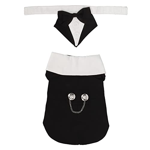 Klassischer Anzug mit Fliege, weiches, atmungsaktives Material, modisches, formelles Haustier-Outfit für Hochzeit, Geburtstag, Party, geeignet für kleine bis mittelgroße Hunde (M) von TANIQIACA
