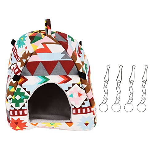 TANIQIACA Hanging Cave Bed for Pets, Warm Small Hideaway Cage Bed, Outstanding for Hamster Guinea Pig Bird, Private Cozy with Easy Access Door, Made of Soft Breathable Canvas Flannel von TANIQIACA