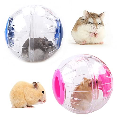 2 Stück Hamster Running Ball, Hamsterball Hamster, Spielzeug Hamster Running Ball, Hamster Spielzeug Übungsball, für Kleine Tiere, Hamster und Haustiere (Rosa/Blau) von TANJI