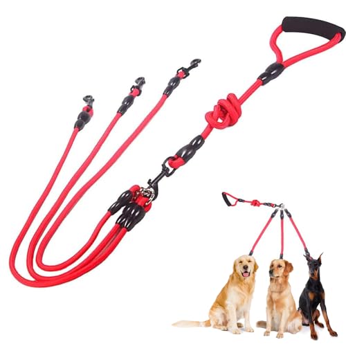 TANJI 3-in-1 Hundeleine, Anti-Zieh, für Mittlere Bis Kleine Hunde, Rot, Mittel, Klein TANJI 3-in-1 Hundeleine, Anti-Zieh, für Mittlere Bis Kleine Hunde, Rot, Mittel, Klein von TANJI