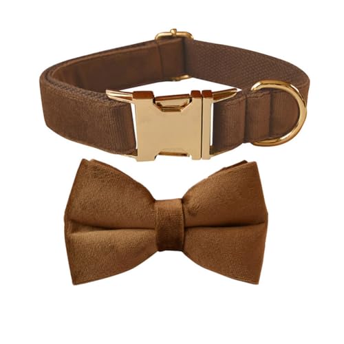 Hundehalsband mit Fliege, verstellbares Samt-Halsband für Hunde mit Metallschnalle und stilvoller, abnehmbarer Fliege für kleine, mittelgroße oder große Jungen und Mädchen, Hunde und Katzen, Hundehalsband mit Fliege, verstellbares Samt-Halsband für Hunde mit Metallschnalle und stilvoller, abnehmbarer Fliege für kleine, mittelgroße oder große Jungen und Mädchen, Hunde und Katzen, von TANXIC