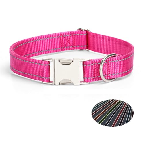 TANXIC Reflektierendes Hundehalsband mit Metallschnalle, verstellbare Sicherheits-Nylon-Halsbänder mit Schnellverschluss-Schnalle und Metall-D-Ring für kleine, mittelgroße und große Hunde (Rose, klein TANXIC Reflektierendes Hundehalsband mit Metallschnalle, verstellbare Sicherheits-Nylon-Halsbänder mit Schnellverschluss-Schnalle und Metall-D-Ring für kleine, mittelgroße und große Hunde (Rose, klein von TANXIC