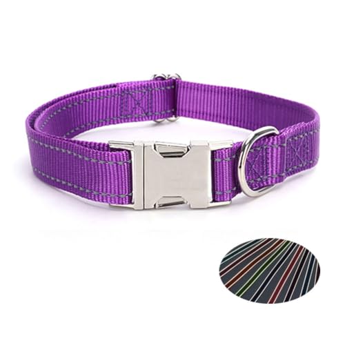 TANXIC Reflektierendes Hundehalsband mit Metallschnalle, verstellbare Sicherheits-Nylon-Halsbänder mit Schnellverschluss-Schnalle und Metall-D-Ring für kleine, mittelgroße und große Hunde (lila TANXIC Reflektierendes Hundehalsband mit Metallschnalle, verstellbare Sicherheits-Nylon-Halsbänder mit Schnellverschluss-Schnalle und Metall-D-Ring für kleine, mittelgroße und große Hunde (lila von TANXIC