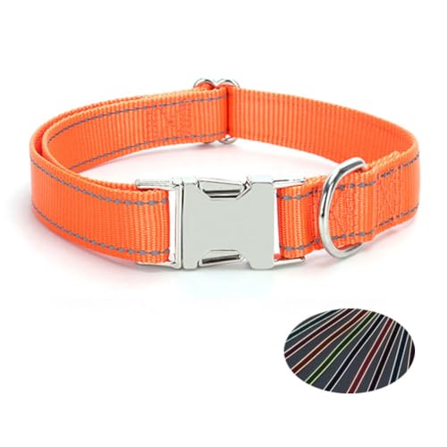 TANXIC Reflektierendes Hundehalsband mit Metallschnalle, verstellbare Sicherheits-Nylon-Halsbänder mit Schnellverschluss-Schnalle und Metall-D-Ring für kleine, mittelgroße und große Hunde (Orange, L) TANXIC Reflektierendes Hundehalsband mit Metallschnalle, verstellbare Sicherheits-Nylon-Halsbänder mit Schnellverschluss-Schnalle und Metall-D-Ring für kleine, mittelgroße und große Hunde (Orange, L) von TANXIC