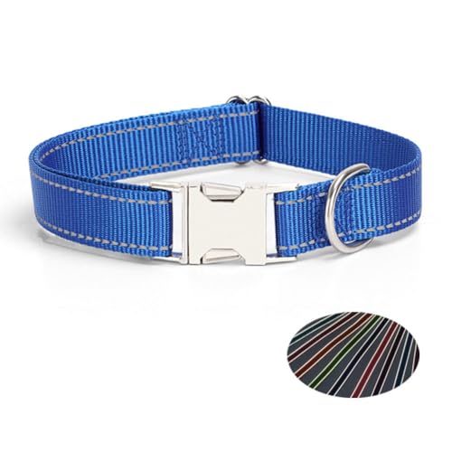 TANXIC Reflektierendes Hundehalsband mit Metallschnalle, verstellbare Sicherheits-Nylon-Halsbänder mit Schnellverschluss-Schnalle und Metall-D-Ring für kleine, mittelgroße und große Hunde (Königsblau TANXIC Reflektierendes Hundehalsband mit Metallschnalle, verstellbare Sicherheits-Nylon-Halsbänder mit Schnellverschluss-Schnalle und Metall-D-Ring für kleine, mittelgroße und große Hunde (Königsblau von TANXIC