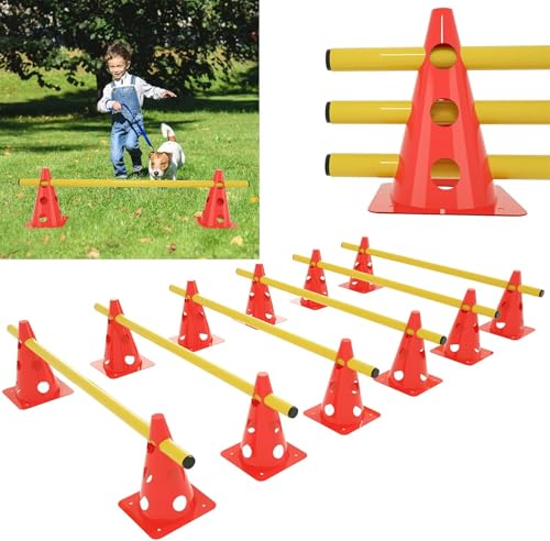 TANYEAR Steckhürdenset 6er Agility Hürden Steckhürden Set, Agility Set Koordinationstraining Hürden Set 3 Loch Höhenverstellbar, 12 Kegel + 6 Stangen, für Kinder Hunde TANYEAR Steckhürdenset 6er Agility Hürden Steckhürden Set, Agility Set Koordinationstraining Hürden Set 3 Loch Höhenverstellbar, 12 Kegel + 6 Stangen, für Kinder Hunde von TANYEAR