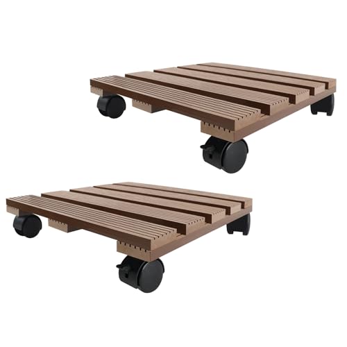 TANYEAR WPC Pflanzenroller 2X Eckig Pflanzen Blumenroller mit Rollen, Ø 30cm Pflanzenroller Rollbrett bis 100 kg Tragkraft, für Außenbereich & Innenbereich, Hellbraun TANYEAR WPC Pflanzenroller 2X Eckig Pflanzen Blumenroller mit Rollen, Ø 30cm Pflanzenroller Rollbrett bis 100 kg Tragkraft, für Außenbereich & Innenbereich, Hellbraun von TANYEAR