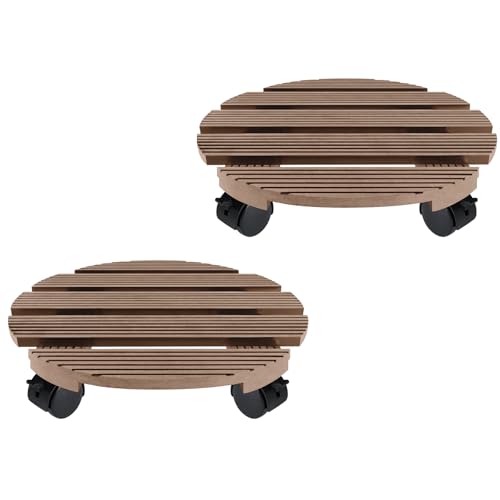 TANYEAR WPC Pflanzenroller 2X Rund Pflanzen Blumenroller mit Rollen, Ø 30cm Pflanzenroller Rollbrett bis 100 kg Tragkraft, für Außenbereich & Innenbereich, Hellbraun TANYEAR WPC Pflanzenroller 2X Rund Pflanzen Blumenroller mit Rollen, Ø 30cm Pflanzenroller Rollbrett bis 100 kg Tragkraft, für Außenbereich & Innenbereich, Hellbraun von TANYEAR
