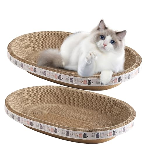 2PCS Kratzpappe Für Katzen,Ovales Runde Lounge Kratzbrett Katzenkratzschale Schutz Von Möbeln Couch Kratzpappe Für Katzen Bett, Katzen Kratzmöbel Für Couch Trainings Spielzeug von TAOLE