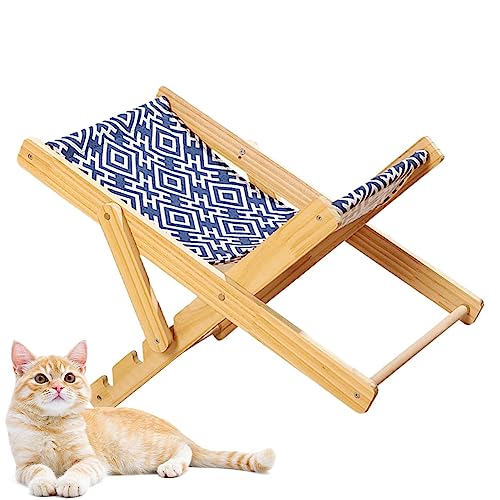 Faltbare Katzen Hängematte, Erhöhtes Katzenbett Mit Sisal-Kratzer Katzen Strandstuhl Bett Cat Sisal Chair Bis 10 Kg 4-stufig Verstellbarer Loungesessel von TAOLE