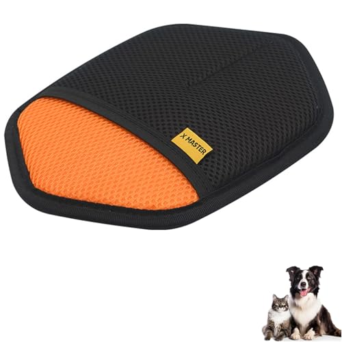 TAOQILE Tierhaarentfernungshandschuh für Katzen & Hunde, Fellmagnet Handschuhe - Doppelseitige Fellpflegehandschuhe, Tierhaarentferner Handschuh,Wiederverwendbarer, mit Anti-Statik-Funktion (Orange) von TAOQILE