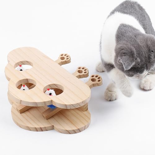 TAOYNJ Cat Products, cat Teaser Toys, solid Wood Gopher, cat Toys, cat Teaser Stick Mouse von TAOYNJ