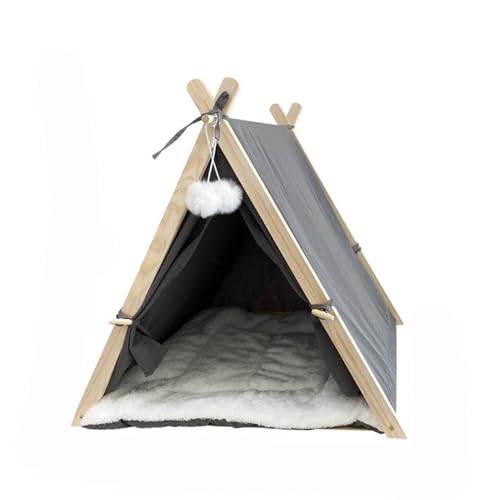 Tragbares Camping-Katzenhaus, halbgeschlossener Katzenzwinger, Haustierzelt Grey von TAOYNJ