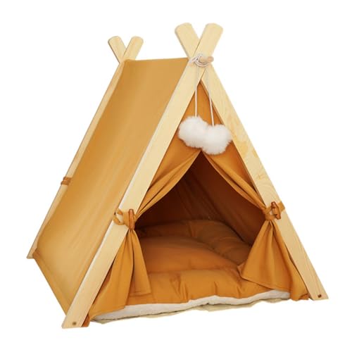 Tragbares Camping-Katzenhaus, halbgeschlossener Katzenzwinger, Haustierzelt Orange von TAOYNJ