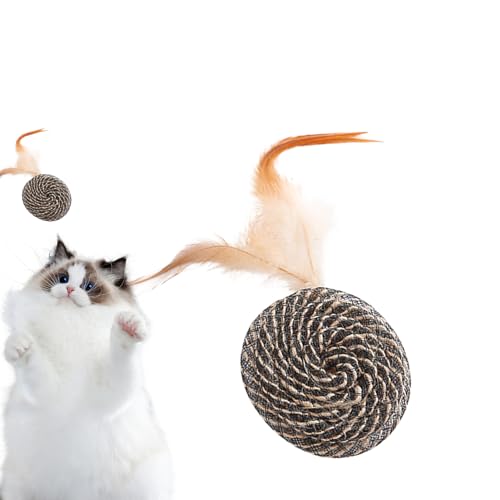 TARAKO Katzenball mit Feder, lustiges Katzenspielzeug, lustiger Katzenball, Katzenspielzeug, Kätzchen-Zahnspielzeug, Katzenfeder-Spielzeug für Katzenspielzeug, Jagd, Kauen, Spielen, Jagen TARAKO Katzenball mit Feder, lustiges Katzenspielzeug, lustiger Katzenball, Katzenspielzeug, Kätzchen-Zahnspielzeug, Katzenfeder-Spielzeug für Katzenspielzeug, Jagd, Kauen, Spielen, Jagen von TARAKO