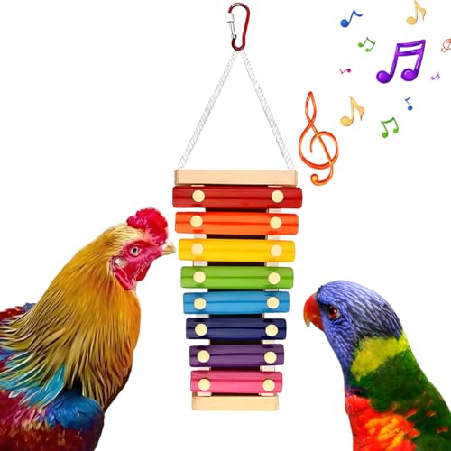 TARANDUS Hühner-Xylophon-Spielzeug für Hühner und Vögel, buntes hängbares Metall-Xylophon mit 8 Tasten, hängbares Käfigzubehör, Vogelkäfig-Spielzeug für Papageien, Sittiche, Wellensittiche, Lovebirds TARANDUS Hühner-Xylophon-Spielzeug für Hühner und Vögel, buntes hängbares Metall-Xylophon mit 8 Tasten, hängbares Käfigzubehör, Vogelkäfig-Spielzeug für Papageien, Sittiche, Wellensittiche, Lovebirds von TARANDUS