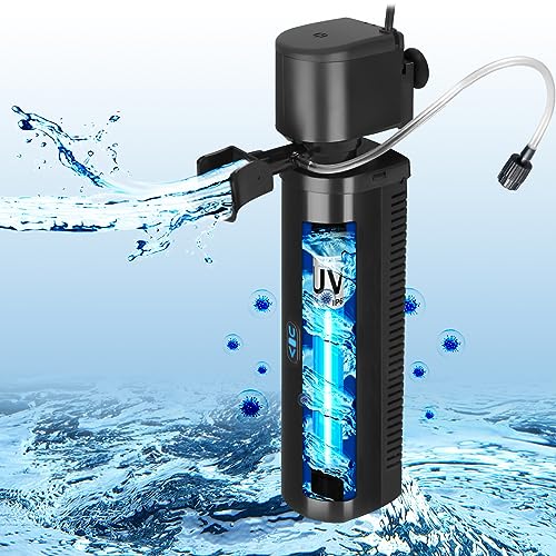 Aquariumfilter für 40–150 Gallonen Tank, U-V Aquarium, grün, saubere Maschine, tauchfähig, leistungsstark, Pumpe, Kanister, Filter, 400 GPH für Teich, Schildkröte, Aquarium, Salzwasser, Süßwasser, Aquariumfilter für 40–150 Gallonen Tank, U-V Aquarium, grün, saubere Maschine, tauchfähig, leistungsstark, Pumpe, Kanister, Filter, 400 GPH für Teich, Schildkröte, Aquarium, Salzwasser, Süßwasser, von TARARIUM