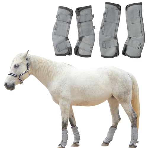 TARFEPA Verstellbare Fliegengamaschen für Pferde, Beinschutz für Pferde, reduziert Stomping, atmungsaktive Netz-Fliegenstiefel für Pferde, Pferde-Leggings, Beinschützer - Grau - Pony TARFEPA Verstellbare Fliegengamaschen für Pferde, Beinschutz für Pferde, reduziert Stomping, atmungsaktive Netz-Fliegenstiefel für Pferde, Pferde-Leggings, Beinschützer - Grau - Pony von TARFEPA