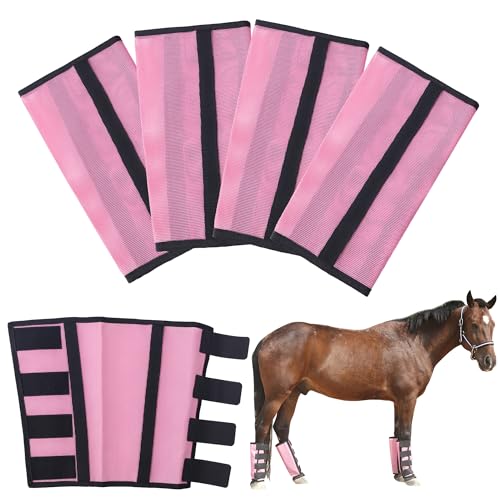 TARFEPA Verstellbare Fliegengamaschen für Pferde, atmungsaktiv, Netzstoff, Beinschutz für Pferde, reduziert Stomping, Pferde-Leggings, Beinschützer – (Rosa/L) von TARFEPA